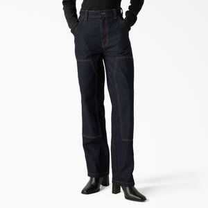 Women's Dickies Madison Denim Loose Fit Double Knee Jeans (Rinsed Indigo Blue)
